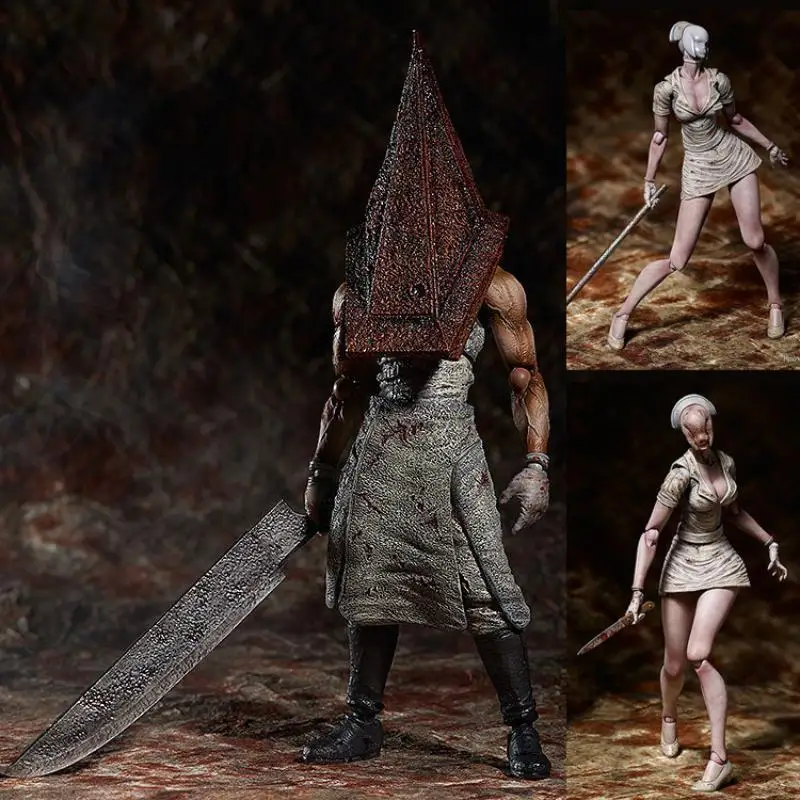 

Новая модель куклы Silent Hill 2figma с треугольной головой, красной пирамидой, без лица, медсестра, разумное кино, периферийная рука, искусственная кожа