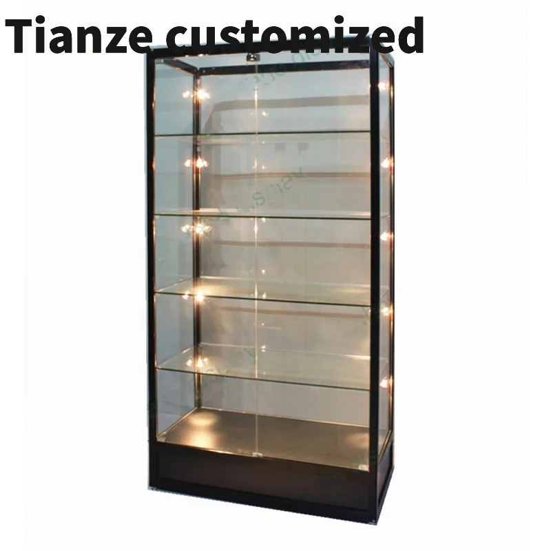 

Customized-6ft high aluminium frame glass display retail shop LED display cabinet smoke shop showcase