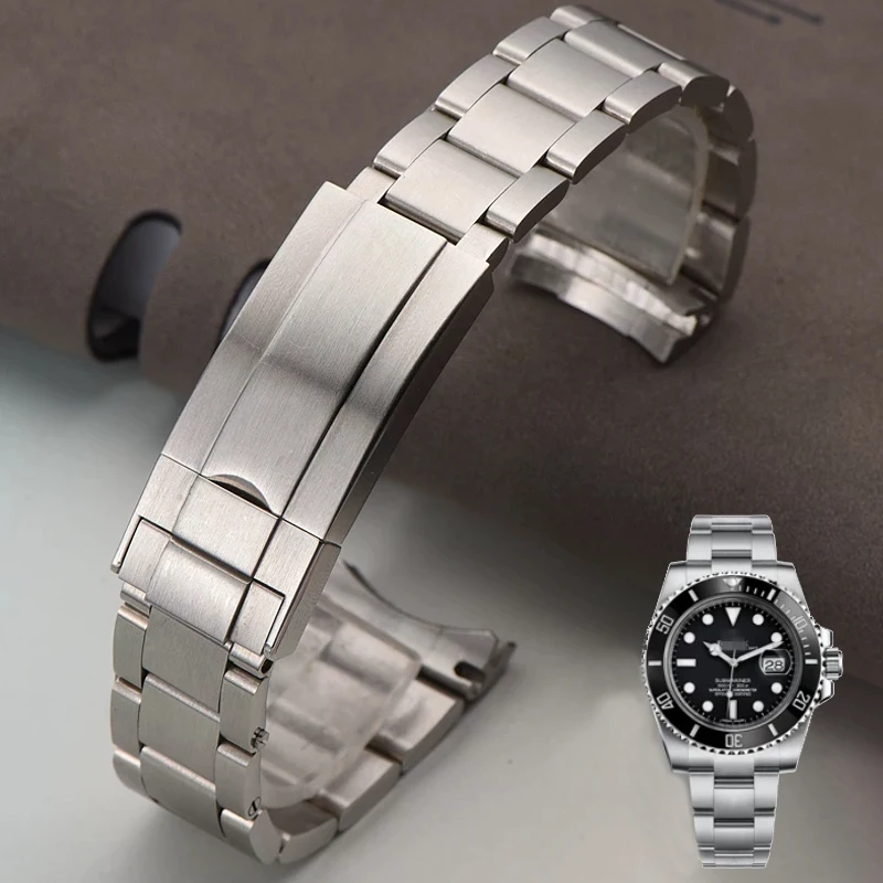 Uhrenarmband für Rolex SUBMARINER DAYTONA 904L Herren-Uhrenarmband mit Faltschließe, massives Edelstahl-Uhrenarmband, 20 mm, 21 mm