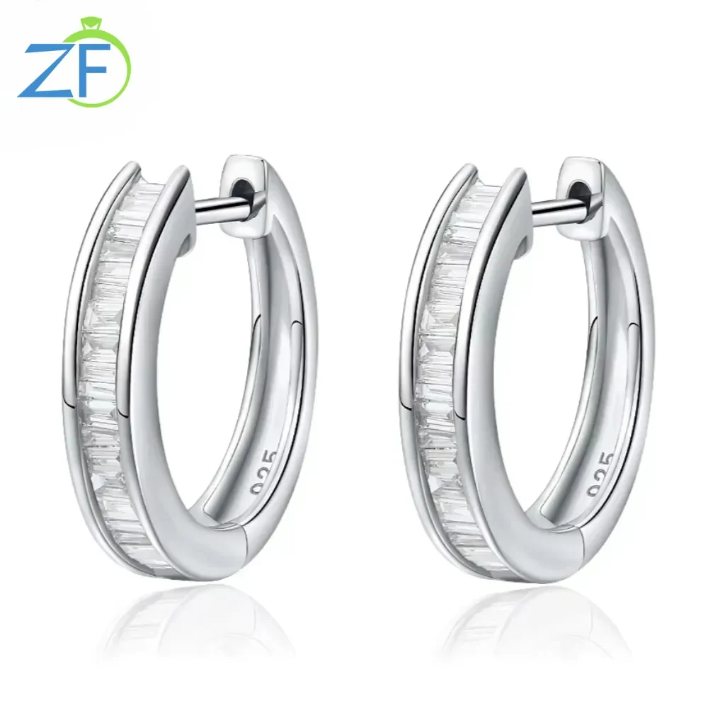 GZ ZONGFA Women 0.3ct Hoop Earring for Real Natural Sparkling Diamond Earring Anniversary Gift Fine Jewelry 925 Sterling Silver