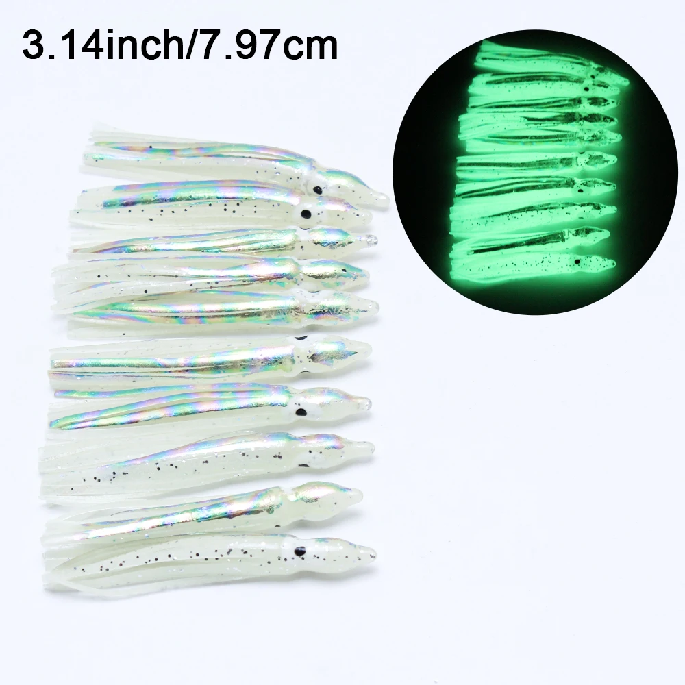 Señuelos de calamar noctiluminis de goma para pesca marina - imagen 4