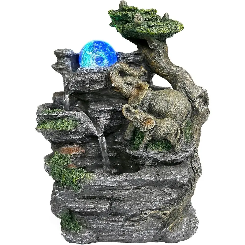 

Напольная скульптура слона с водным элементом и вращающимся шаром, декор в стиле фэн-шуй, успокаивающие звуки, бесшумный насос