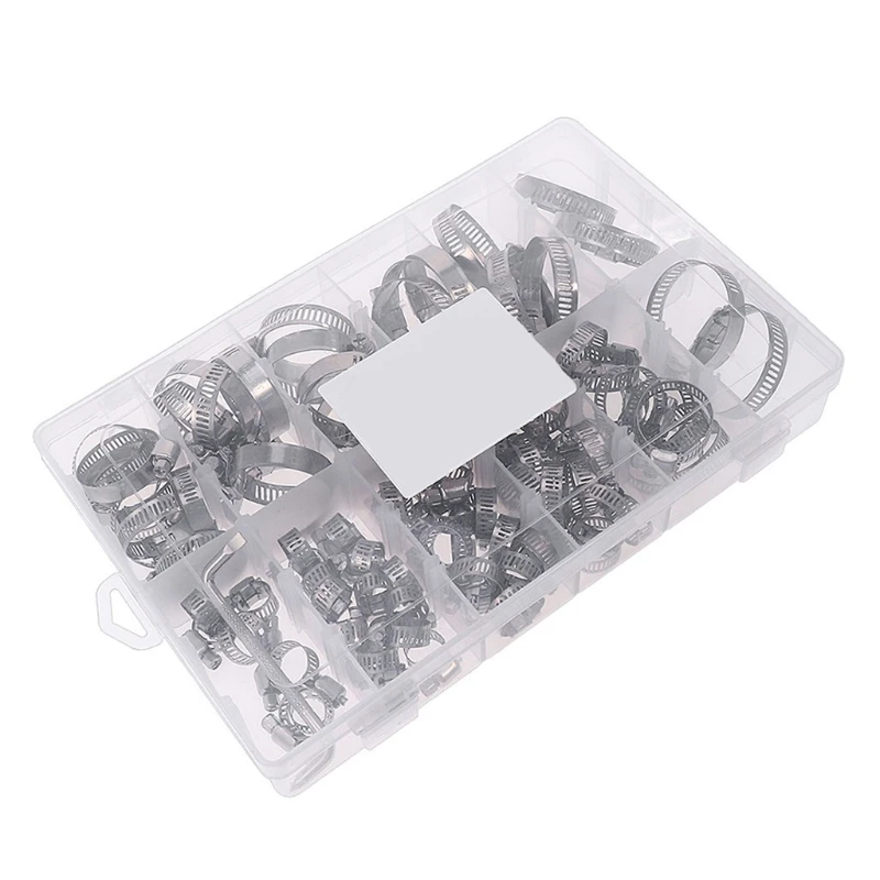 Car Fuel Pipe Tube Fixed Clips 90Pcs 8-44mm Gas Pipe Water Hose Hoop Clamp Clips Adjustable Metal Clamp