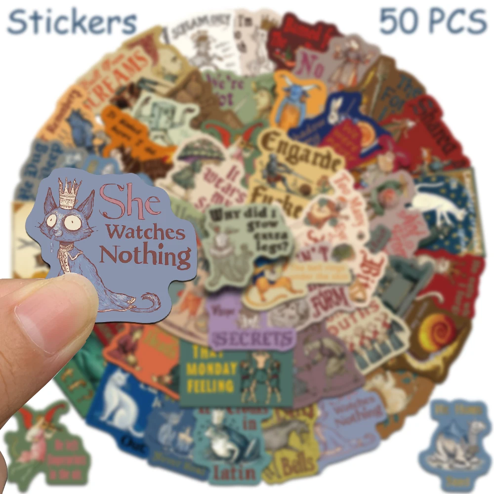 50pcs Medieval Creepy Abstract Stickers Decals For Phone Scrapbook Suitcase Skateboard Helmet DIY Retro Waterproof Stickers