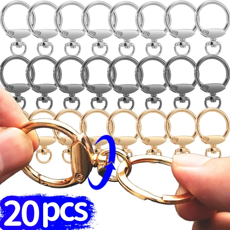 1/20Pcs Swivel O Ring Spring Rotation Alloy Lobster Spring Clasps Openable Keychain Hook Carabiner Connector Buckles DIY Jewelry