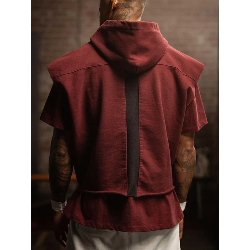 

Мужская спортивная куртка без рукавов с капюшоном для бега, тренажерного зала, фитнеса, тренировок, бодибилдинга