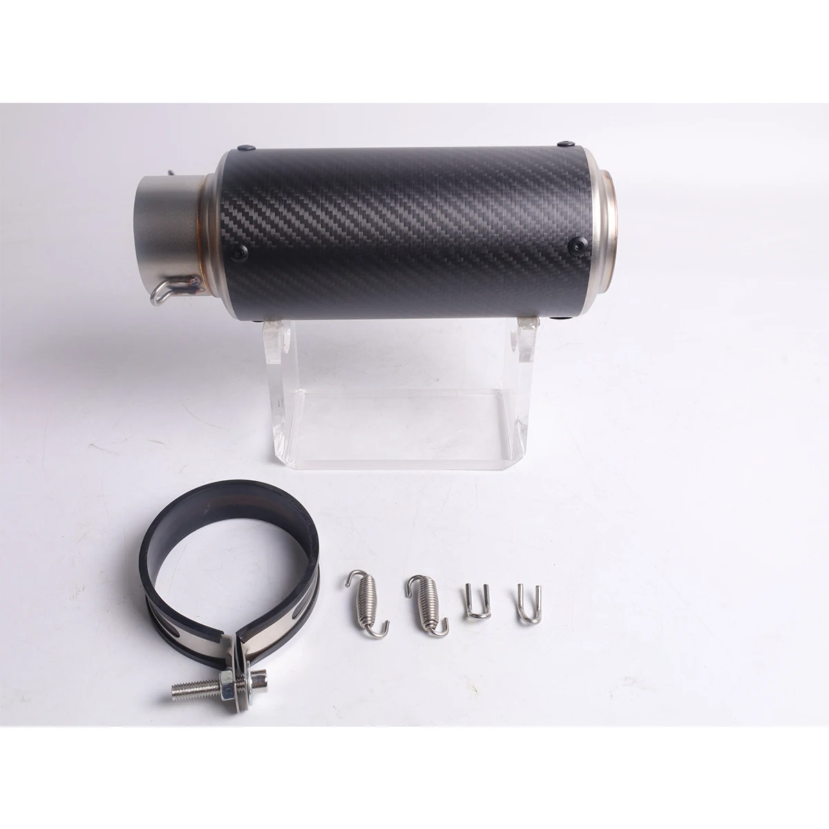 1 piece of carbon fiber small round mouth universal motorcycle exhaust pipe with strip, diameter 60MM, suitable for installation view 2