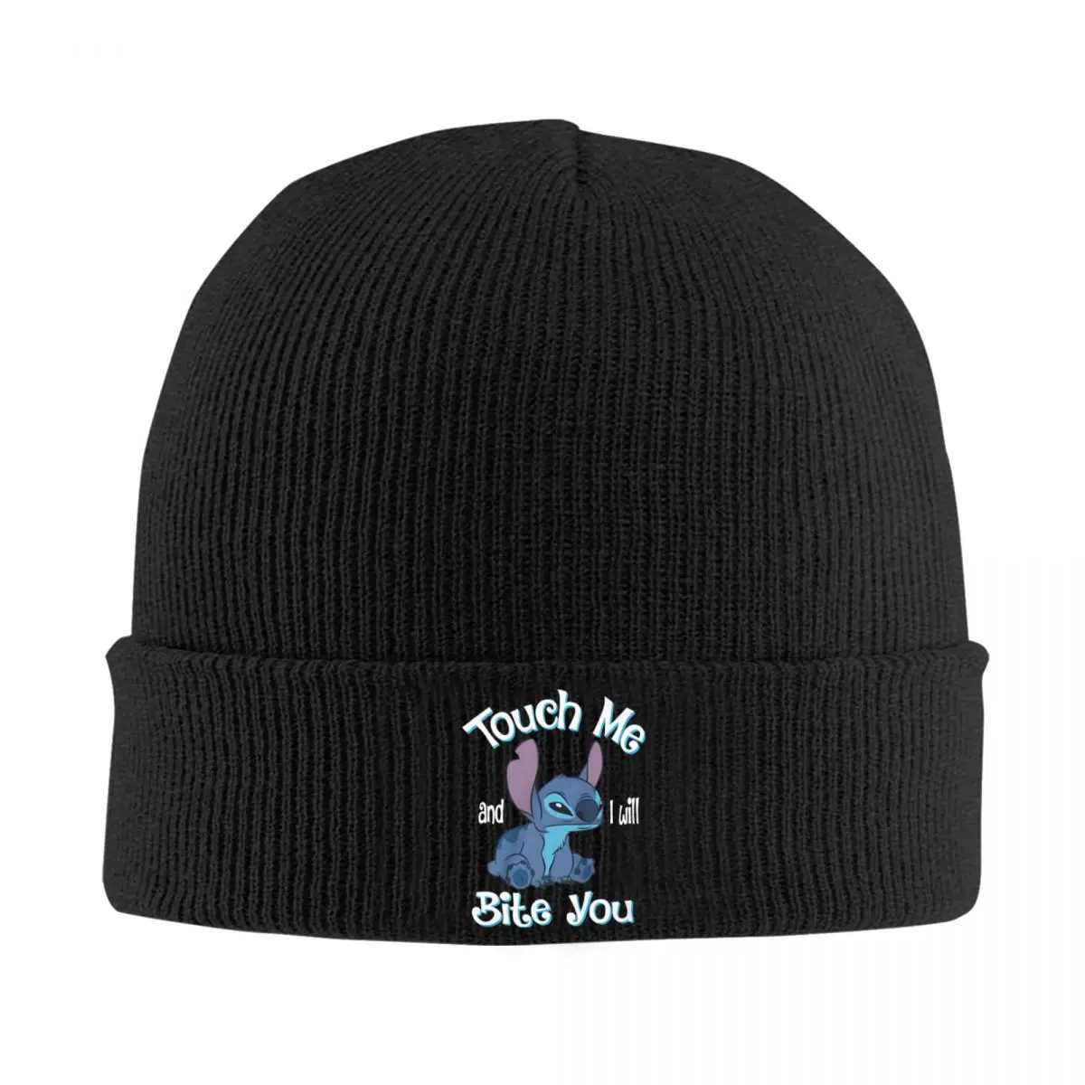 Stitch And Lilo Touch Me Bite You Knit Hat Beanie Winter Hat Warm Unisex Casual Cartoon Cap for Men Women Gift