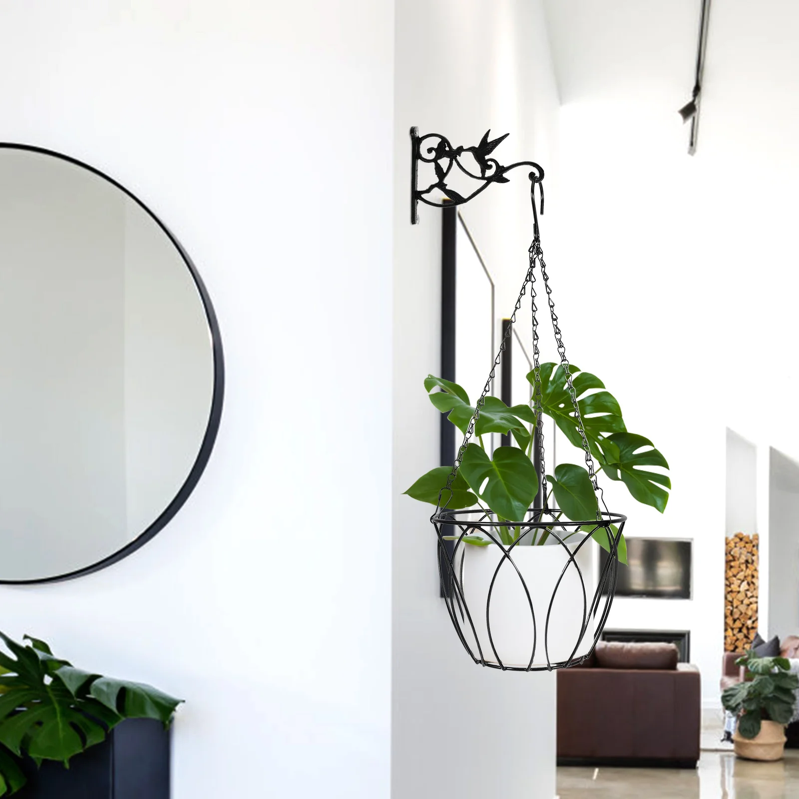 

Hanging Railing Planter Iron Art Plant Flower Holder Stylish Elegant Balcony Garden Decor Spider Plants Succulents Outdoor Rack