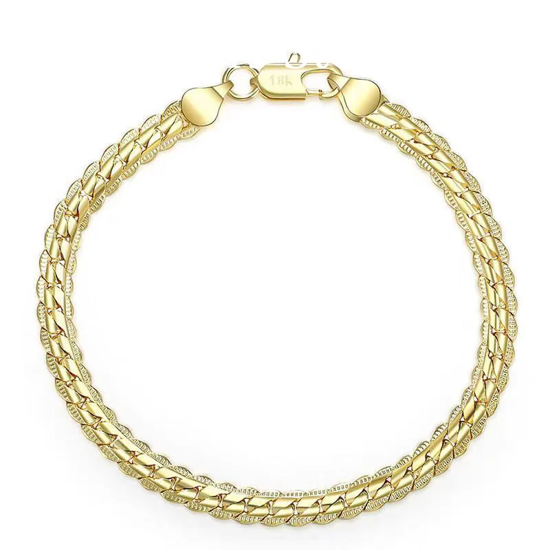 925 Sterling Silver, 18K Gold, 5mm Embossed Bracelet - Fashionable for Men and Women, Charming, Wedding Gifts and Jewelry image 6