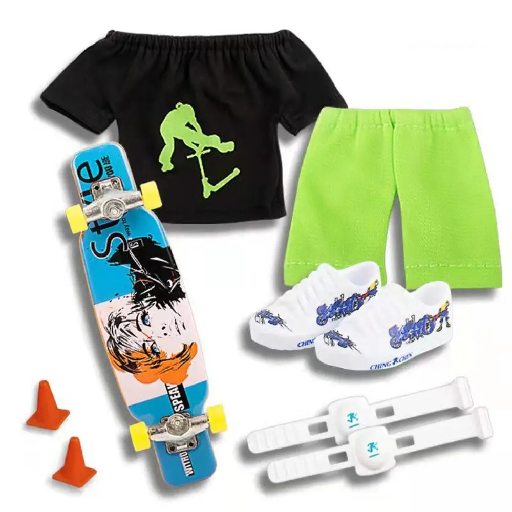 Ensemble de Scooter à doigts, vêtements pour doigts, costume de Skateboard, jouets pour petits doigts, vêtements de Skateboard