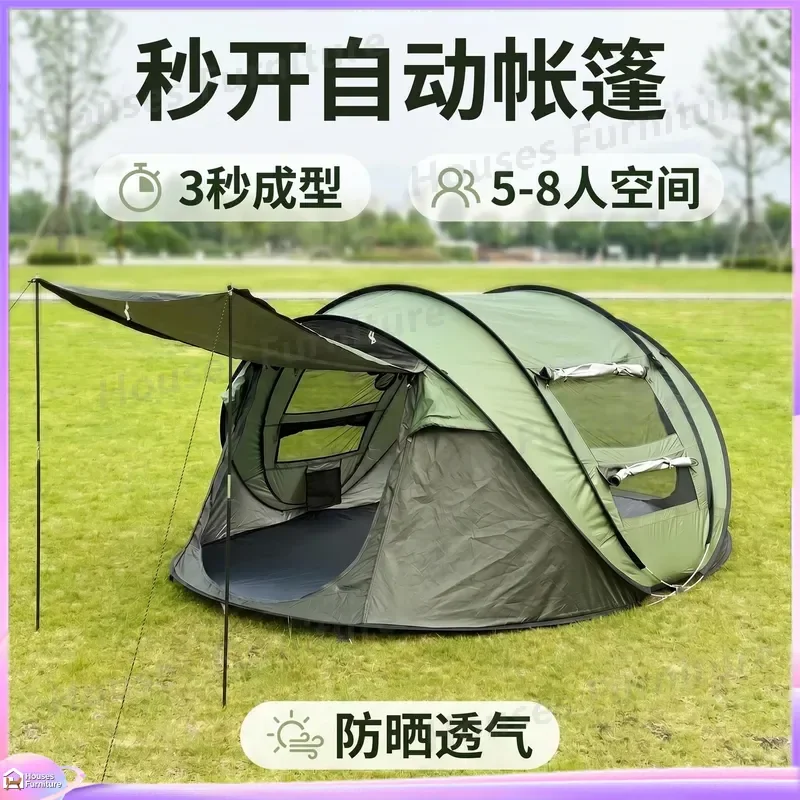 For 3-4 Person Camping Tent Automatic Quick Open Pop Up Tent Thickened Rainproof Portable Outdoor Family Hiking Shelter