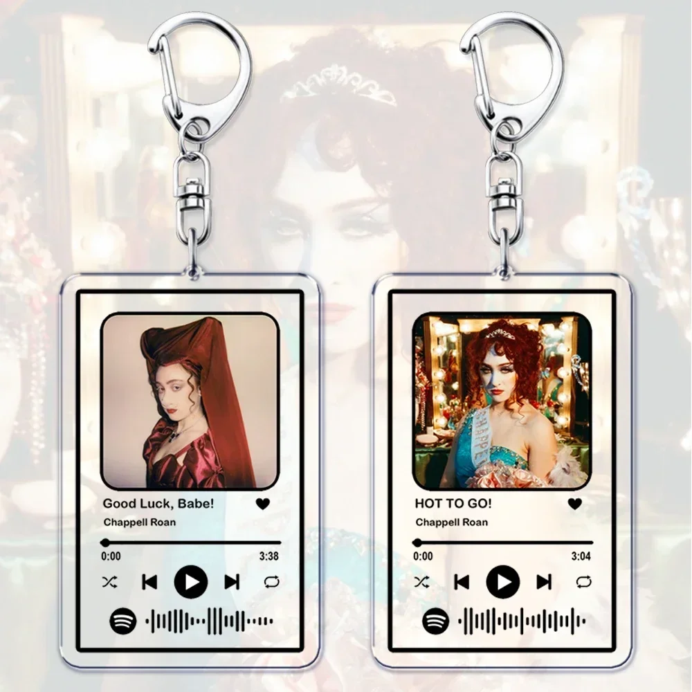 Popular Singer Music Keychains for Women Bag Accessories Good Luck Babe Pink Pony Club Songs Playlist Keying Jewelry Fans Gifts