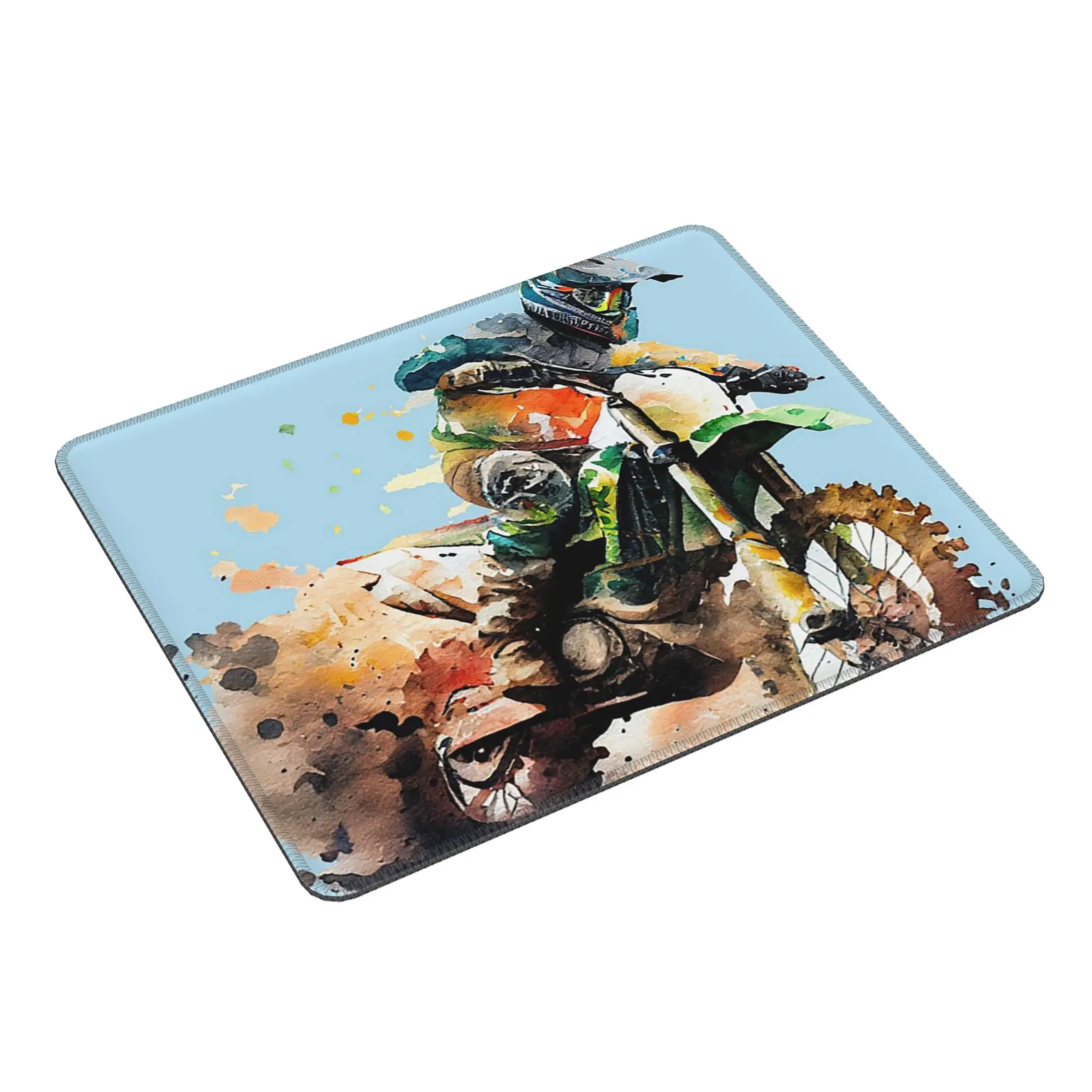 Mountain Motocross Rider Ink Painting Mouse Pad Computer Keyboard Mouse Mat Gaming Laptop Desk Mat Office Accessories Table Mats