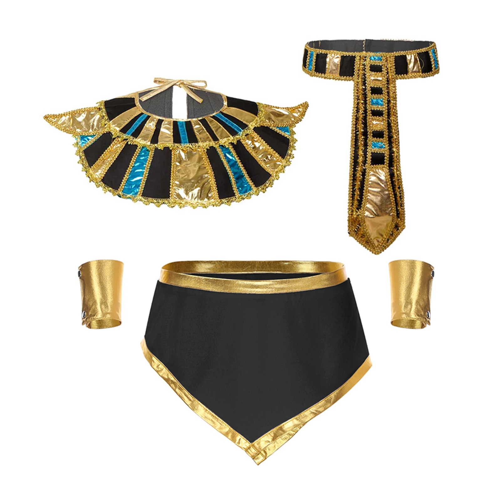 Heren Egyptische Halloween Cosplay Kostuums Themafeest Krijger Rollenspel Outfit Sexy Onregelmatige Zoomrok Met Manchetten Kraag Riem