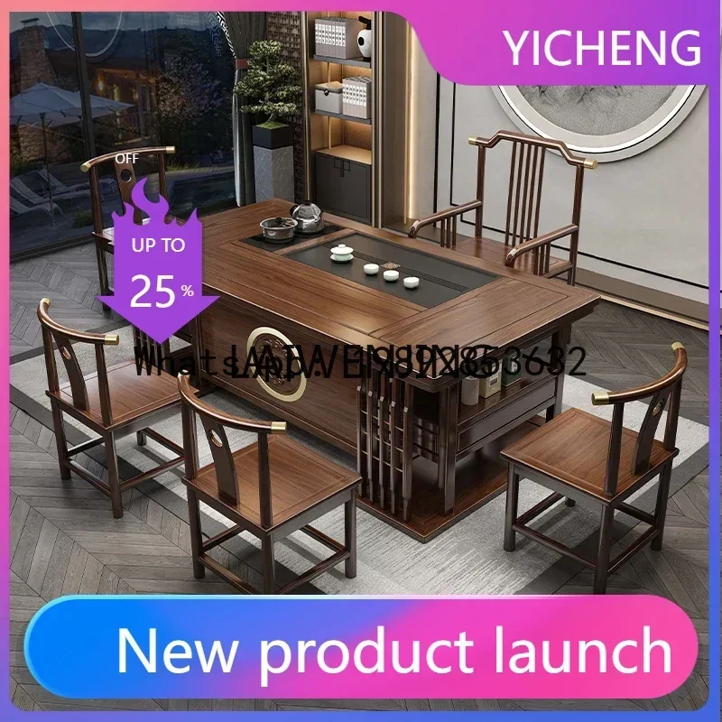 b MJY solid wood tea table and chair combination kettle integrated embedded tea table one table five chairs