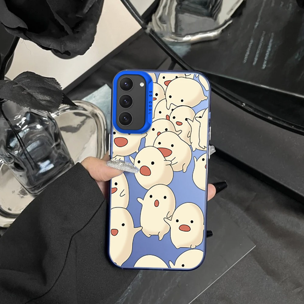 Cute Running Ghost Phone Case For Samsung S23 S24 S22 A71 A55 ULTRA PLUS FE Electroplated Silver IMD Laser Color Shell image 3