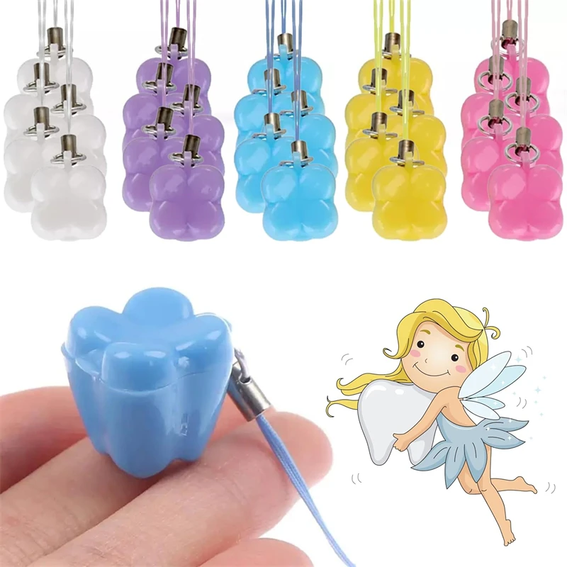 10pcs/Pack Baby Tooth Box Organizer Baby Milk Tooth Fairy Box Tooth Storage Box with Necklace Souvenirs Gift Tooth Storage Box