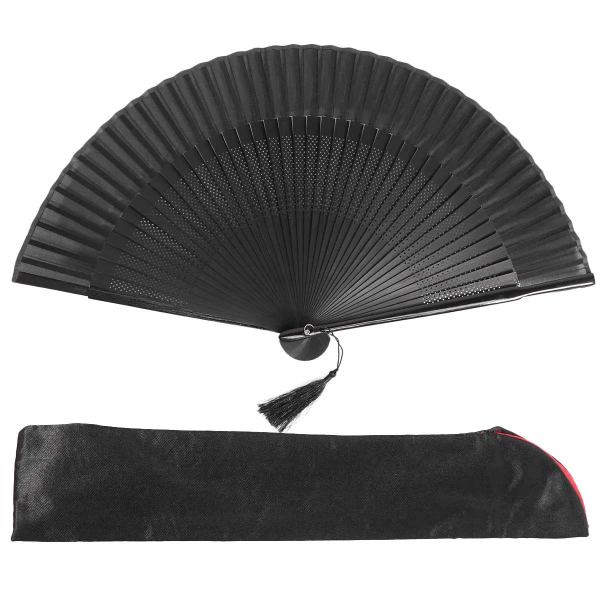 

All Black Fan Crafts Folding Handheld Dance Decorative Home Crafts Vintage Room Accessories