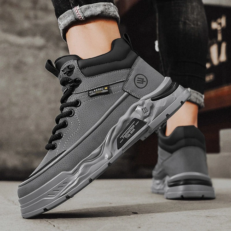 

Прочные мужские рабочие ботинки с высоким берцем на толстой подошве, весенне-осенняя уличная повседневная молодежная спортивная обувь в британском винтажном молодежном байкерском стиле