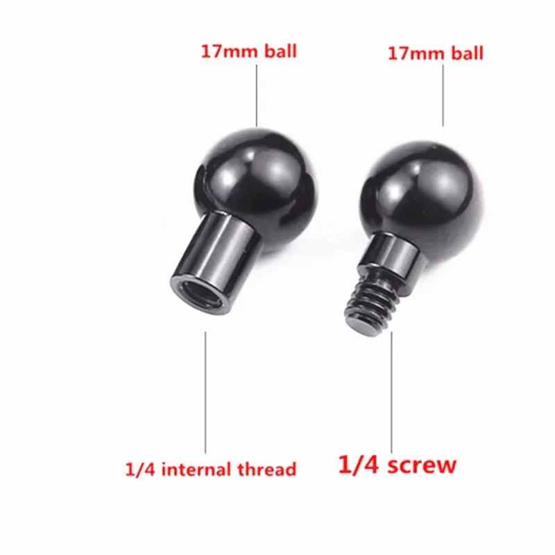 Aluminium Alloy 1/4 Screw or M6 Screw 17mm Ball Mount Ball Head Adapter Phone Holder for GoPro Camera Bracket Motorcycle Mount