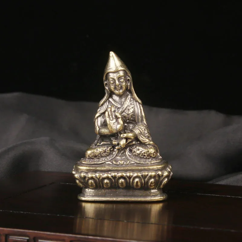Brass Tsongkhapa Master Buddha Statue Desktop Ornament Bronze Carving Statue Cultural And Artistic Artifact Bronze Ware