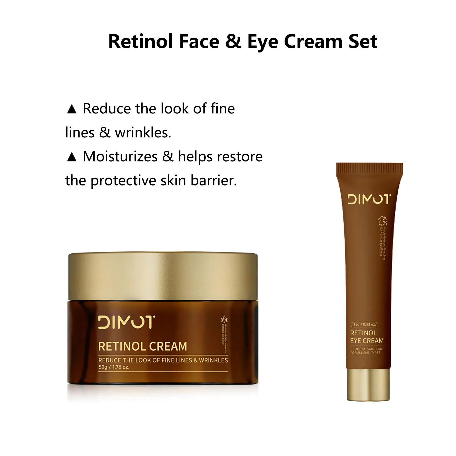

【Retinol Face & Eye Cream Set】by DIMOT, Anti-Aging Duo for Wrinkles, Fine Lines &Dark Circles, Hydrating & Repairing Moisturizer