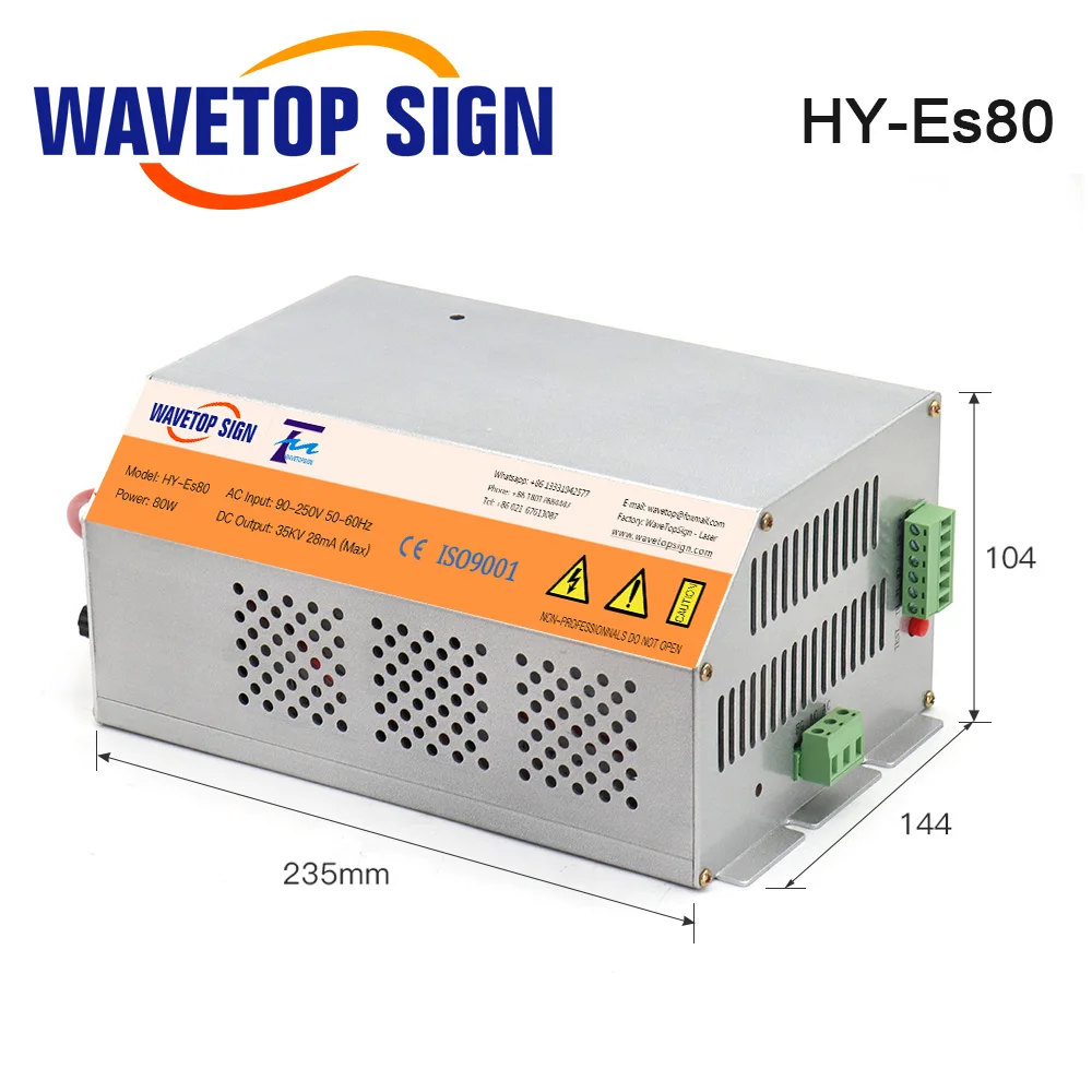 WaveTopSign 80 Вт HY-Es80A Источник питания CO2-лазера 100 Вт HY-Es100A для станка для лазерной гравировки и резки CO2 серии Es