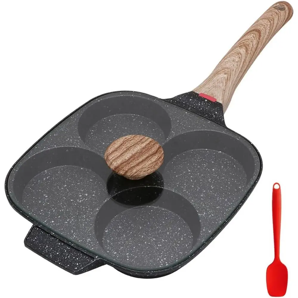 

Nonstick 4 Cups Pancake Pan with Lid, Aluminium Alloy Cooker, Induction Compatible
