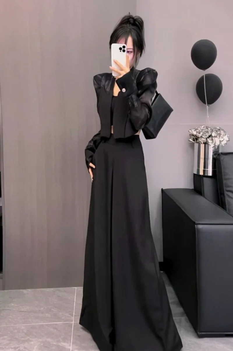 

Women's Two Piece Set Long Sleeve Lightweight Top Pants Contrast Panel Design UV Protection Elegant Casual Outfit for Spring