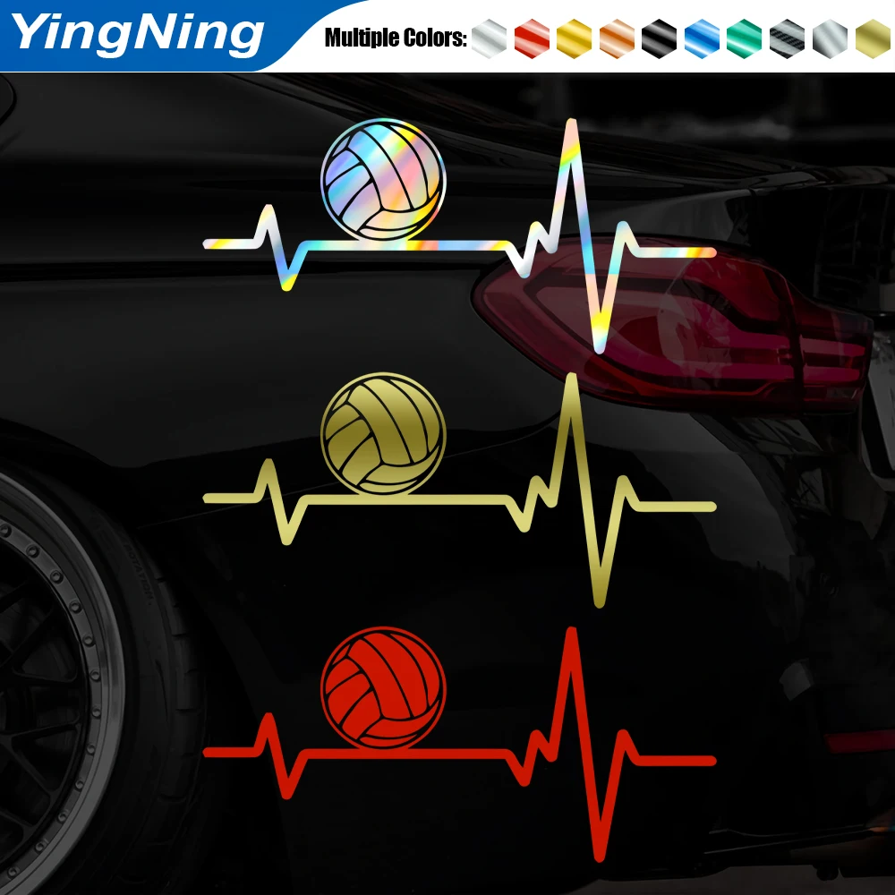 

Funny Volleyball Heartbeat Car Sticker Waterproof Vinyl Decal Iridescent Holographic Auto Bumper Window Laptop Decor JDM Style