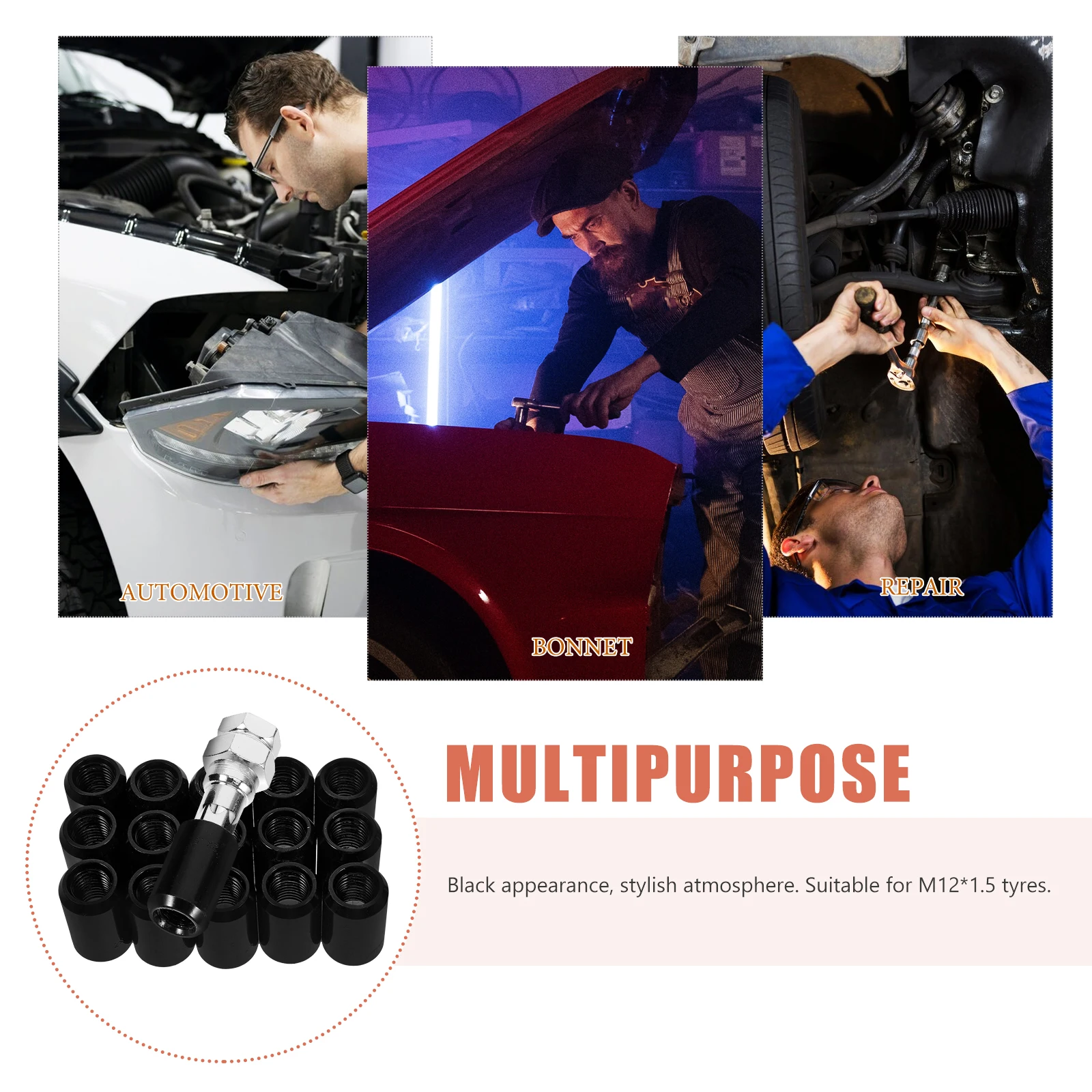 

1 set 1 Set Car Wheel Nut Covers M12X1.5 Tire Lug Nuts Replacement Hub Caps Metal Bolt Protectors Black Auto Accessories For