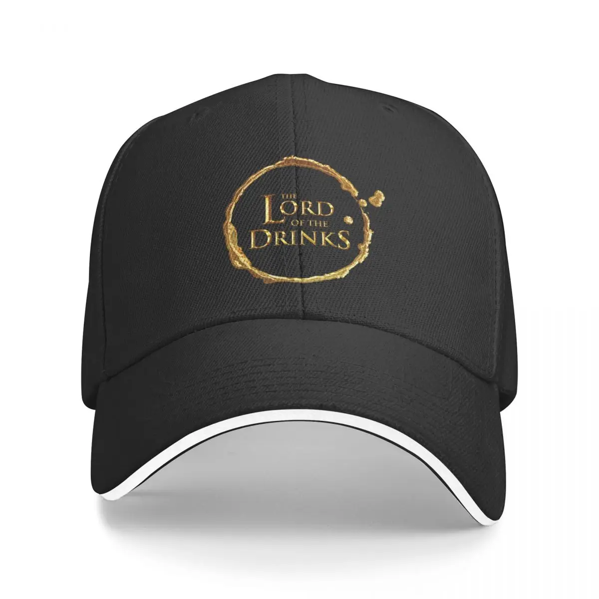 The Lord of the Drinks with a drink ring stain (gold texture on chocolate brown leather) Baseball Cap