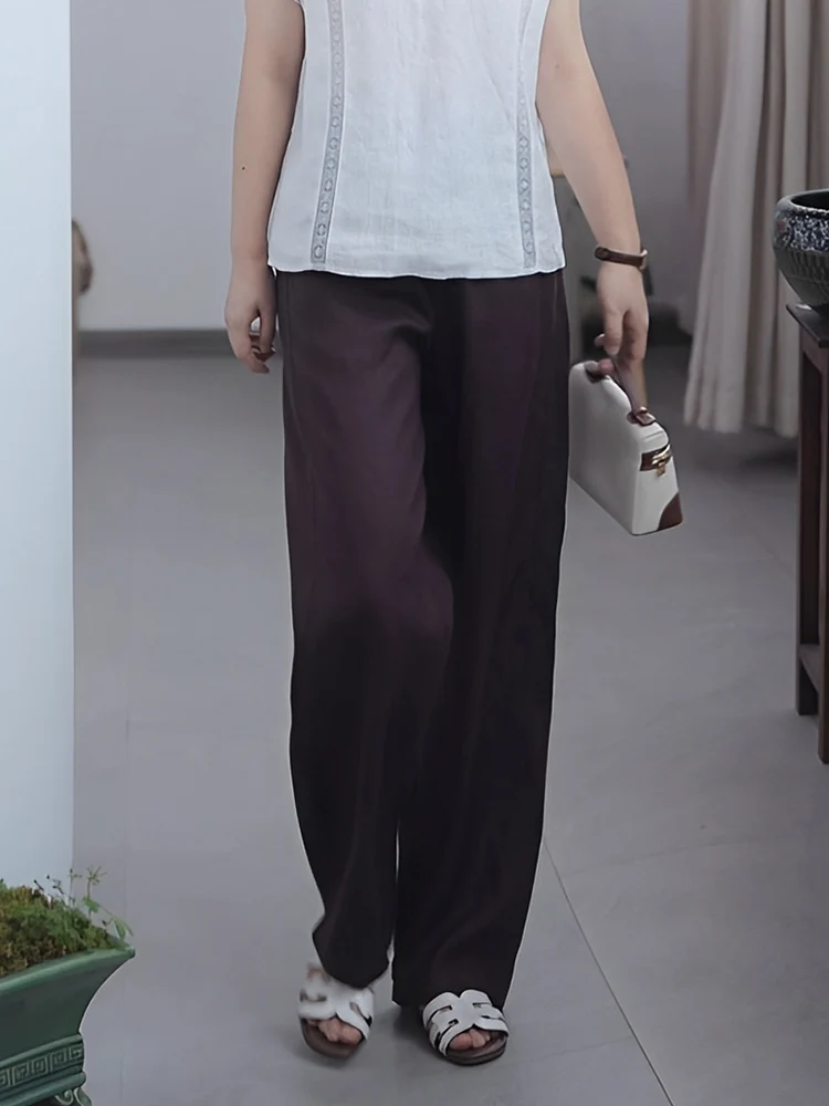 

Широкие брюки Hanfu с высокой талией и широкими штанинами, женские брюки прямого кроя, лето 2024, свободные длинные брюки свободного покроя
