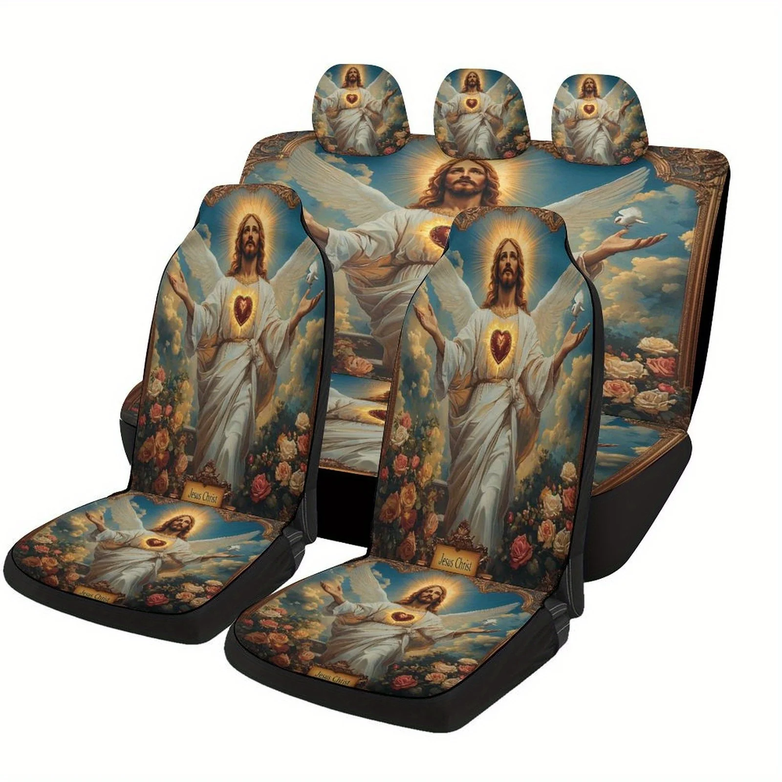 

Divine Light Christ Designed Car Seat Cover Set For Most Cars, Trendy Novelty High-quality Car Seat Protector Covers Full Set, U