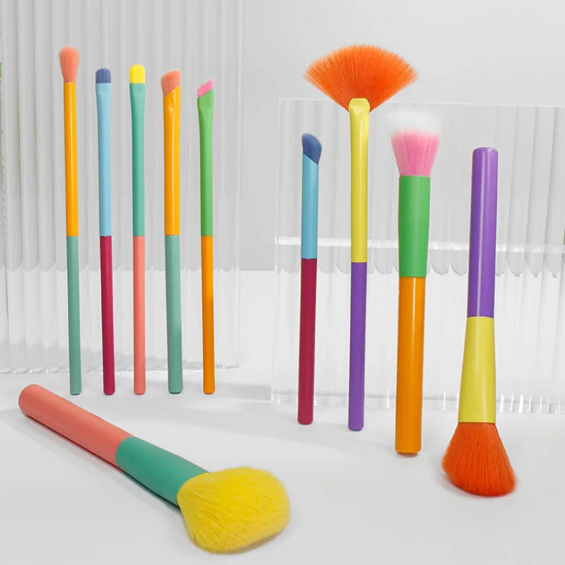 New10 – ensemble complet de pinceaux de maquillage aquarelle, outils de maquillage de beauté portables multicolores