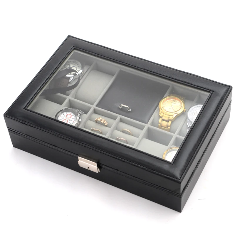 Watch Jewlery Box PU Leather Earring Ring Necklace Case Storage Casket Display Holder Packaging Makeup Container Watch Case