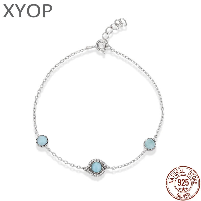 New 2021 Wholesale Fashion Party Gift Jewelry Bangle Charm 925 Sterling Silver Dominica Larimar Bracelet For Women