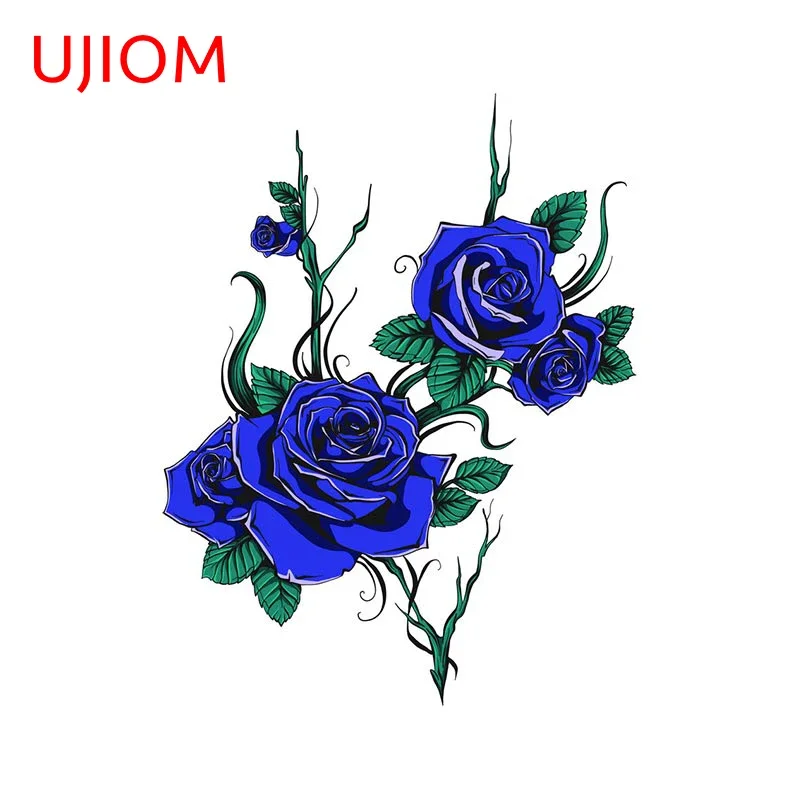 UJIOM Bunch Of Blue Roses Children's Bedroom Decoration Vinyl Wall Stickers Decoracion Para Sala Bedroom Accessories Wallpaper