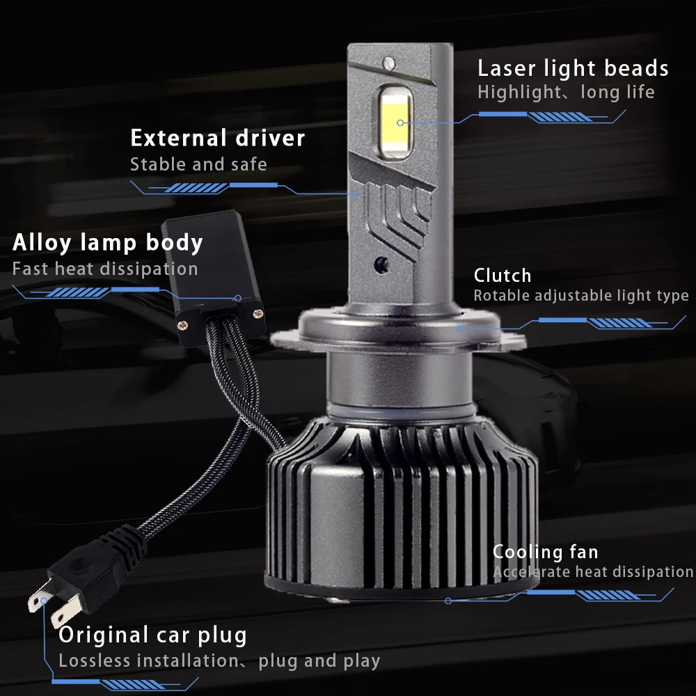 2pcs H7 H11 Led Fog Light Car Light H1 H8 H9 9005 Hb3 9006 Hb4 Led Bulb 9012 Hir2 H4 9003 Hi/Lo Beam Car Light 39800Lm Headlight