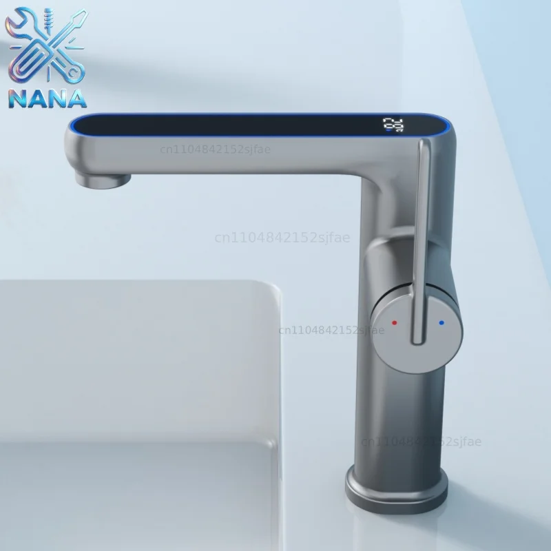2 Modes Temperature Basin Faucet LED Light Hot Cold Water Sink Mixer Tap Single Hole For Bathroom