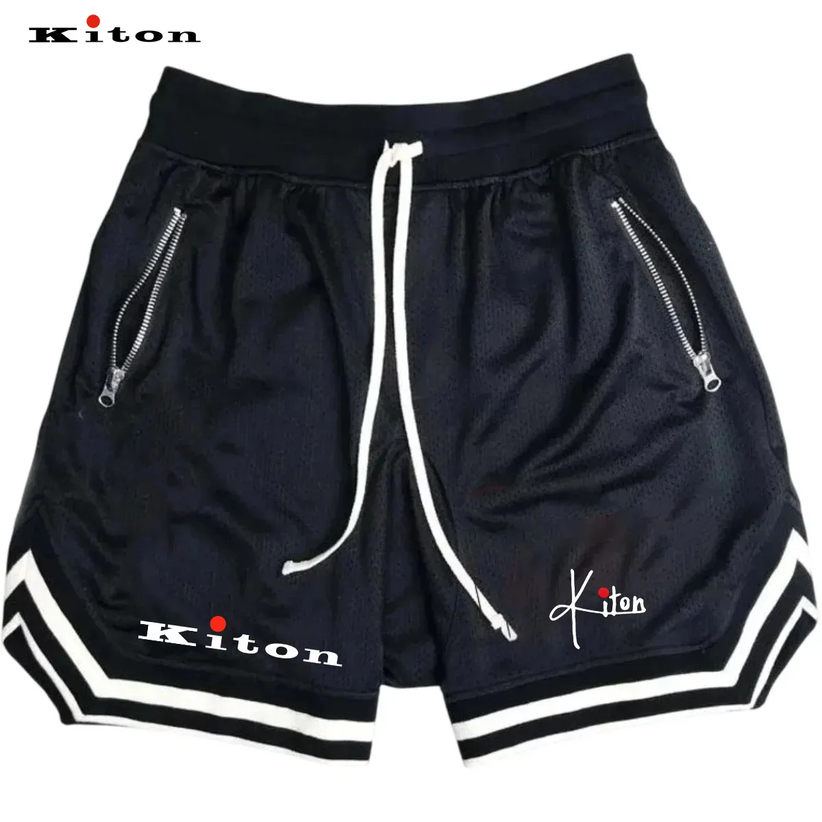 Men's summer sports basketball shorts - quick-drying fitness running casual loose large-sized bikini shorts with KITON logo