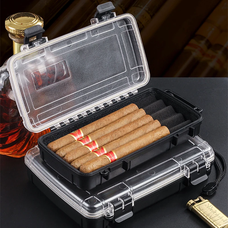 

DEJAYA ABS Cigar Humidor Box Waterproof Cigarettes Case Portable 5PCS Cigarro Avaliable Storage Smoking Accesoires