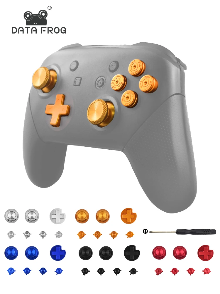Dados sapo metal polegar varas compatível nintendo switch pro controlador joystick grip cap abxy botões para interruptor pro gamepad