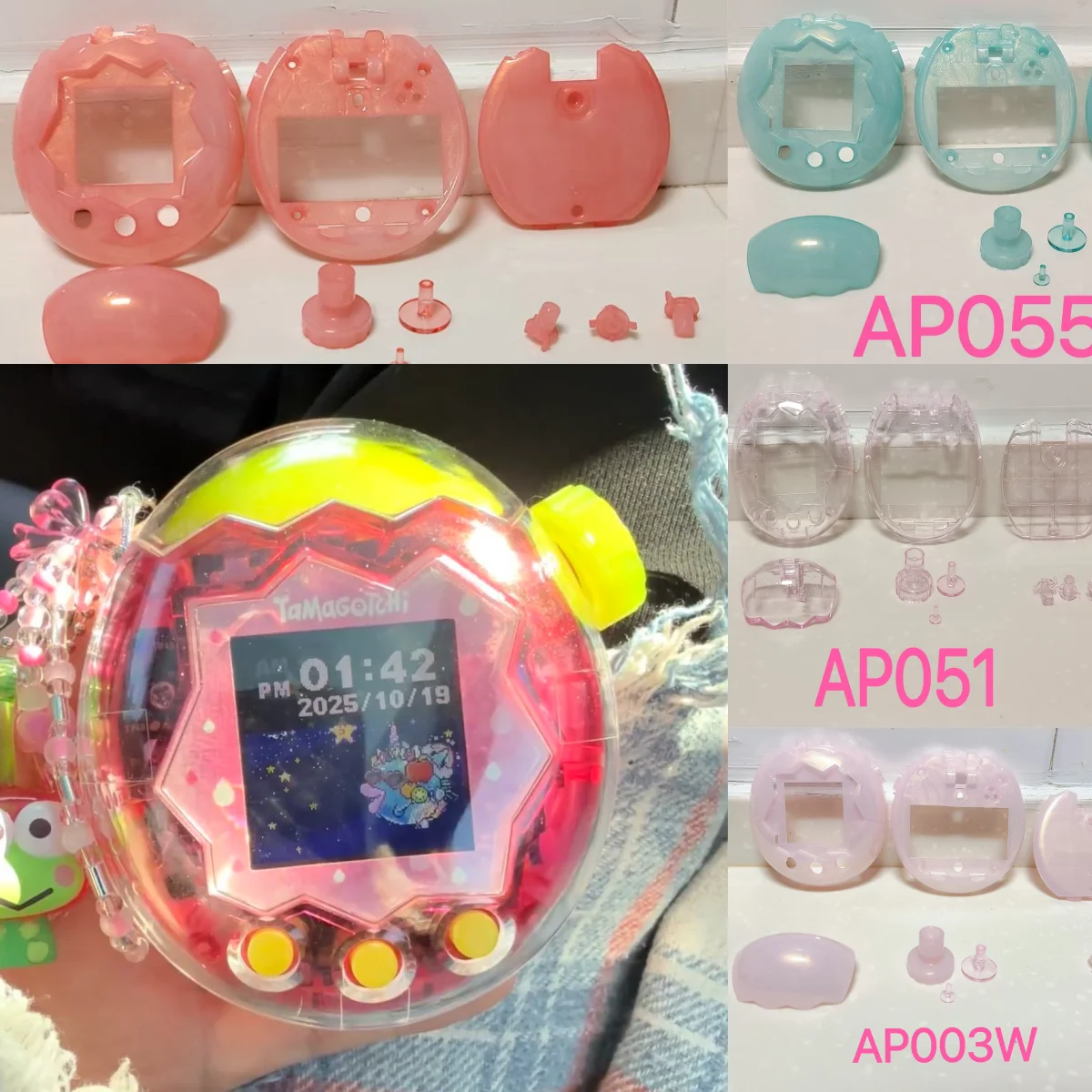 

New Tamagotchi Light Yellow/Pink Clear Protective Cover Tamagotchi Paradise Replacement Shell