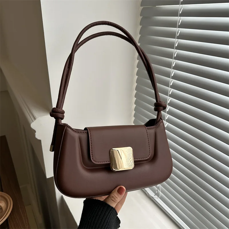 

Lady Shoulder Bag PU Leather Exquisite Fashion Solid Color Simple New Trendy Crossbody Bags Comfortable Versatile Underarm Bag