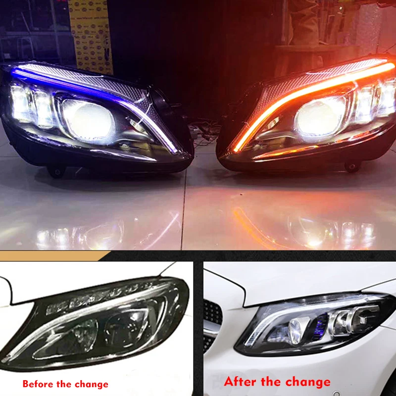 2014-2019 Retrofit and upgrade C200 260 300 Change a touch of blue headlights w205 led  headlight for mercedes benz