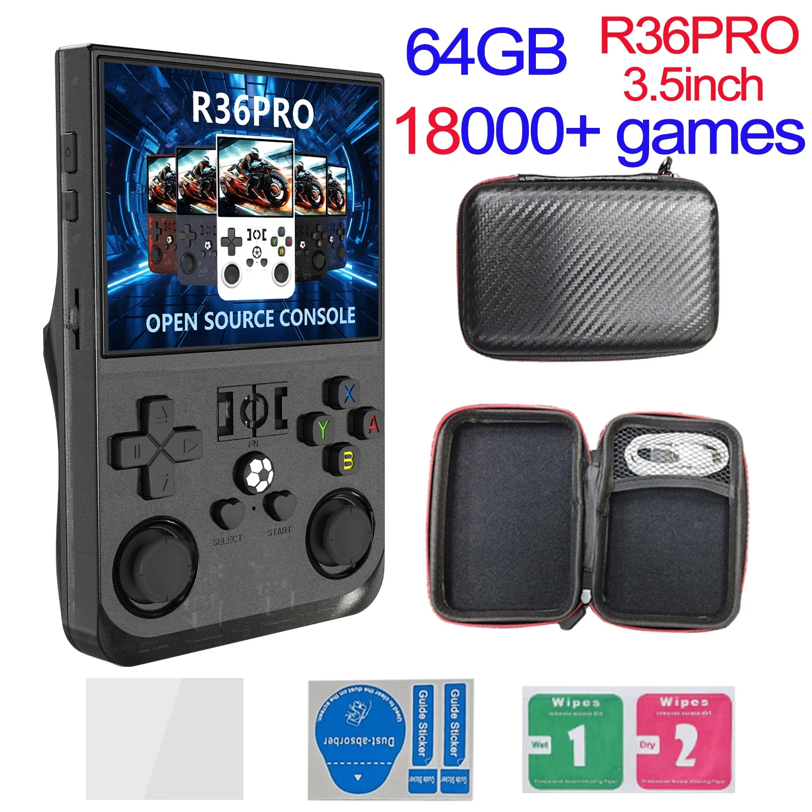 Console Rétro R36MAX – 4 Pouces IPS, 128 Go, 22 000 Jeux, Batterie 4000 MAh, Portable