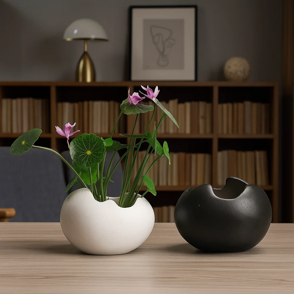

Ceramic Flowerpot Broken Eggshells Shapes Decorative Succulent Plant Container Hydroponic Flower Holder Living Room