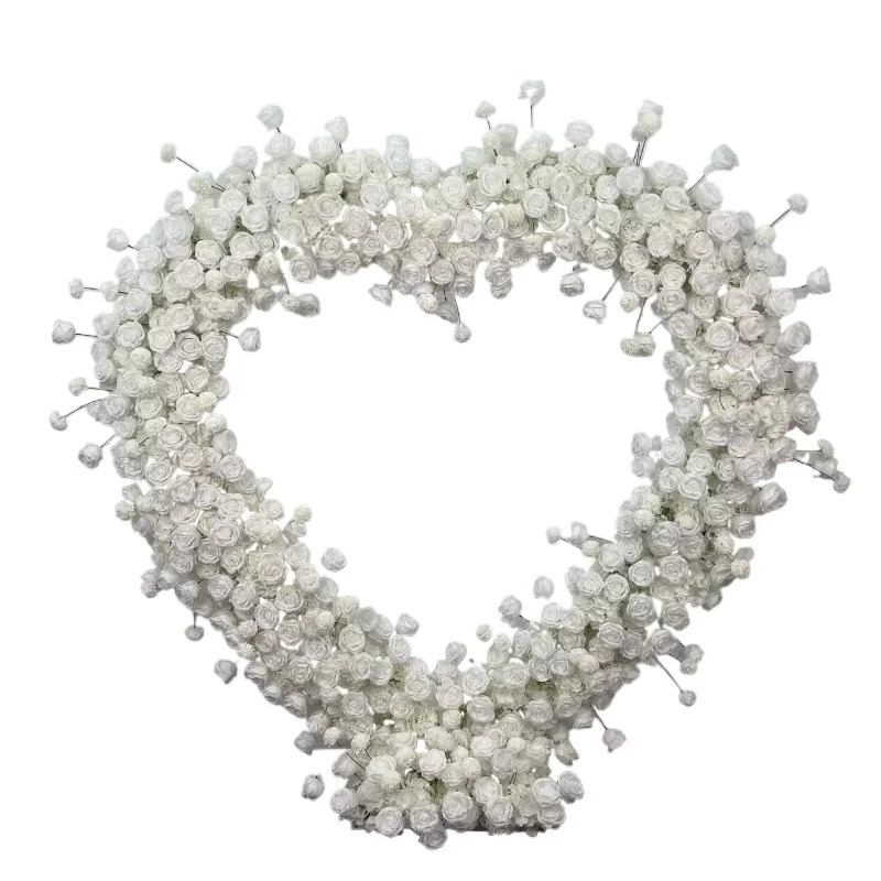 Wedding heart-shaped modern detachable flower arch artificial silk rose background with indoor/outdoor bracket
